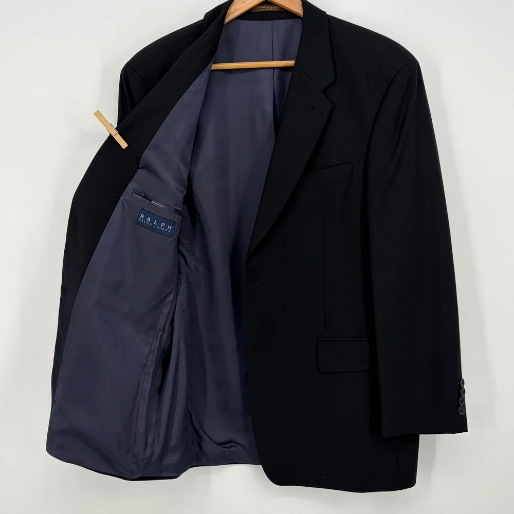 Ralph Ralph Lauren Blazer Wool Black Two Button Classic Professional 41R Jacket